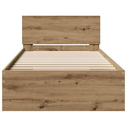 Rám Postele S Čelo Artisanový Dub 90 X 200 Cm Kompozitní Dřevo