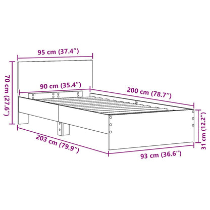 Rám Postele S Čelo Artisanový Dub 90 X 200 Cm Kompozitní Dřevo