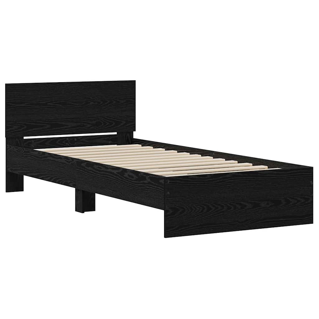 Rám Postele Nástěnný Černý Dub 90 X 200 Cm Kompozitní Dřevo