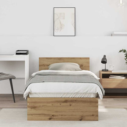 Rám Postele S Čelo Artisanový Dub 90 X 190 Cm Kompozitní Dřevo