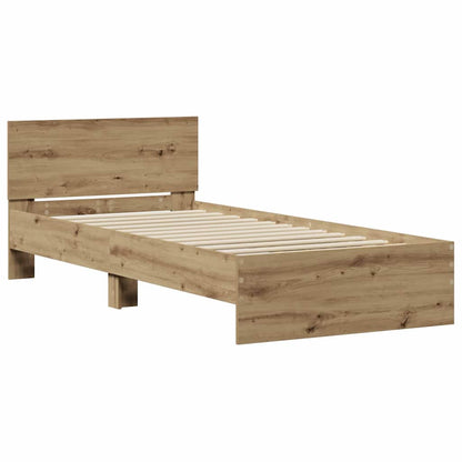 Rám Postele S Čelo Artisanový Dub 90 X 190 Cm Kompozitní Dřevo