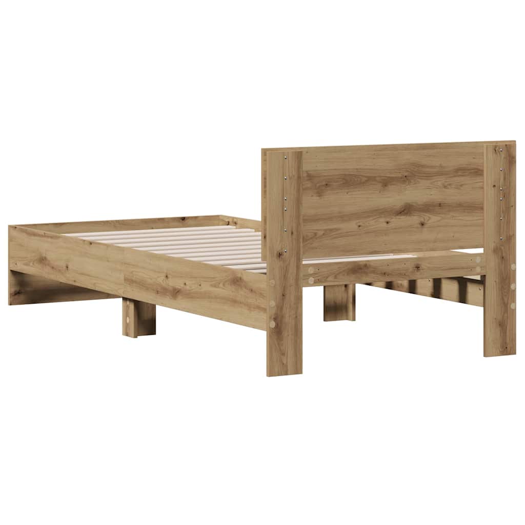 Rám Postele S Čelo Artisanový Dub 90 X 190 Cm Kompozitní Dřevo