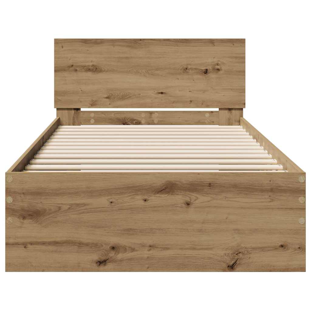 Rám Postele S Čelo Artisanový Dub 90 X 190 Cm Kompozitní Dřevo
