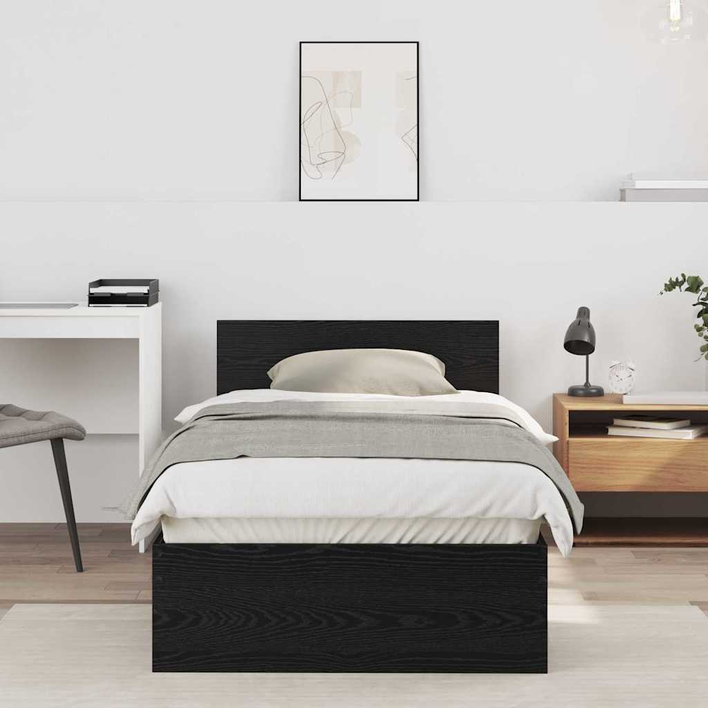 Rám Postele Nástěnný Černý Dub 90 X 190 Cm Kompozitní Dřevo