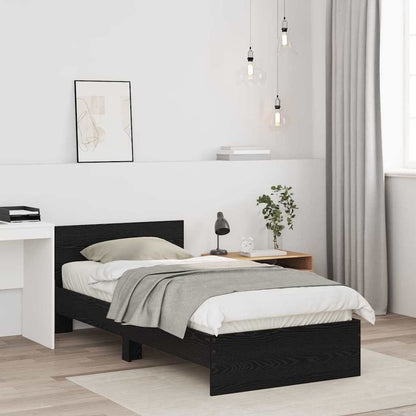 Rám Postele Nástěnný Černý Dub 90 X 190 Cm Kompozitní Dřevo