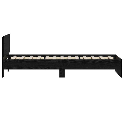 Rám Postele Nástěnný Černý Dub 90 X 190 Cm Kompozitní Dřevo