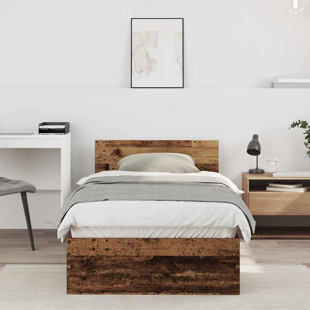 Rám Postele Nástěnný Staré Dřevo 75 X 190 Cm Kompozitní Dřevo