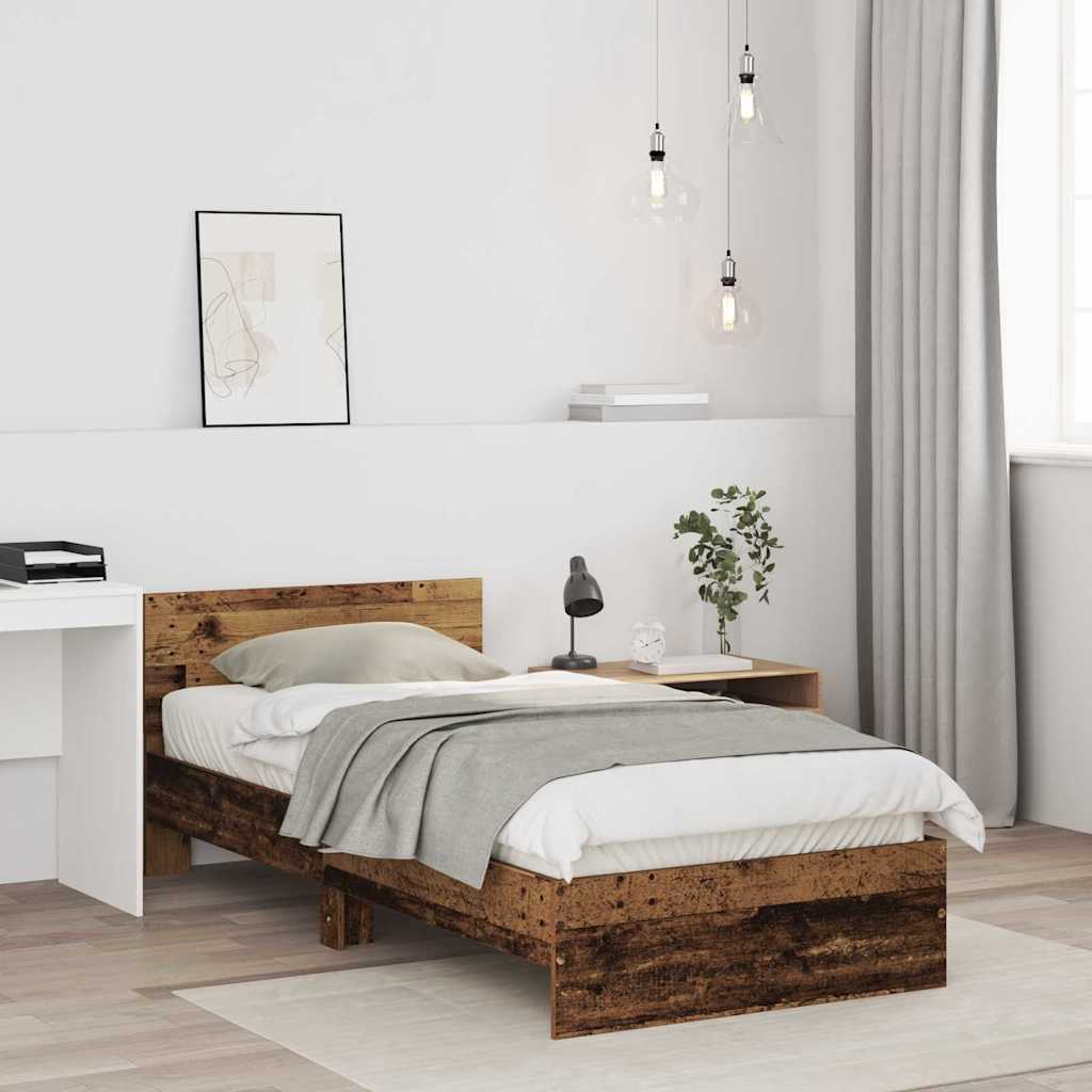 Rám Postele Nástěnný Staré Dřevo 75 X 190 Cm Kompozitní Dřevo