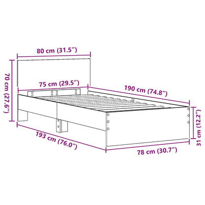 Rám Postele S Čelo Artisanový Dub 75 X 190 Cm Kompozitní Dřevo