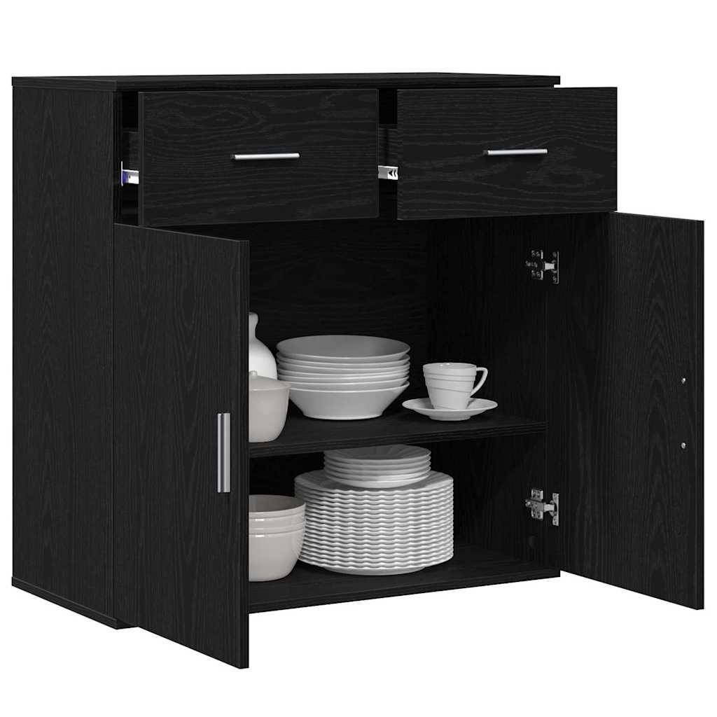 Servírovací Skříň Černý Dub 78 X 38 X 80 Cm Kompozitní Dřevo