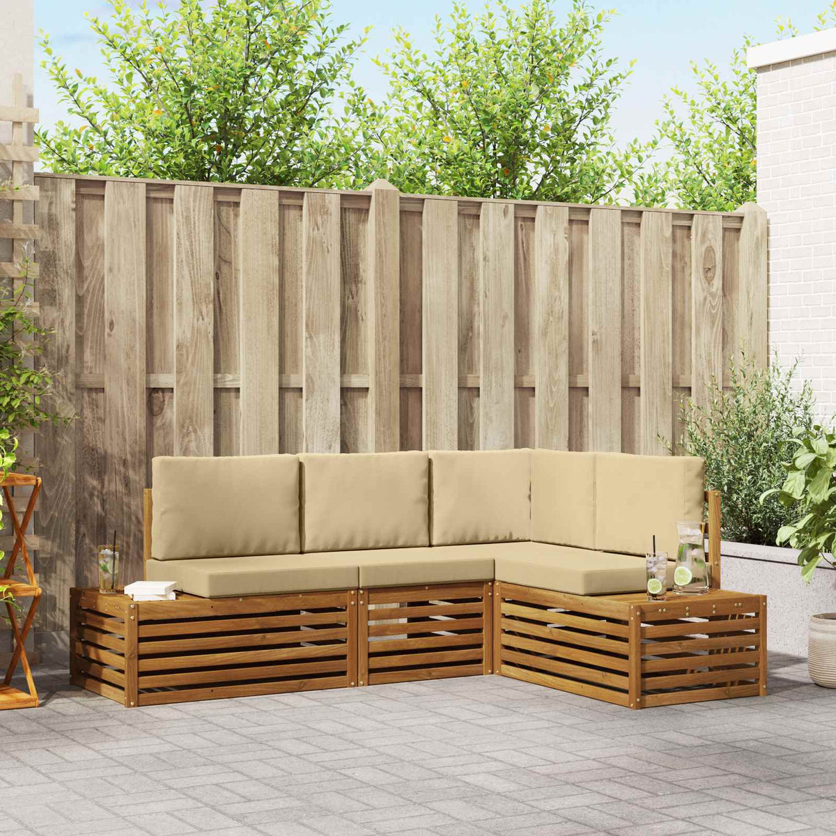 Venkovní Pohovková Souprava 4 Kus Bílá Masivní Akátové Dřevo