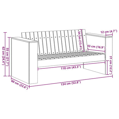 Zahradní Sofa Přírodní 134 X 60 X 62 Cm Masivní Borové Dřevo
