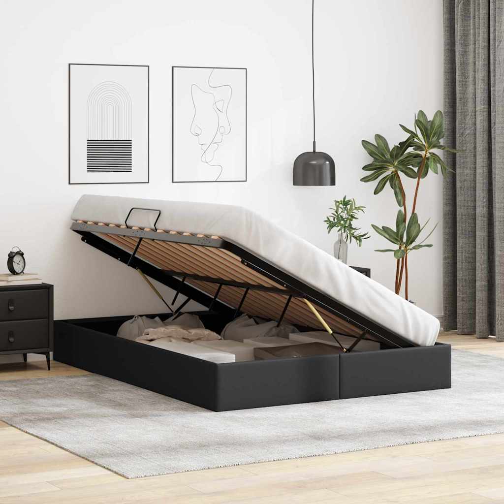 Postel S Úložným Prostorem 137 X 190 Cm Umělá Kůže