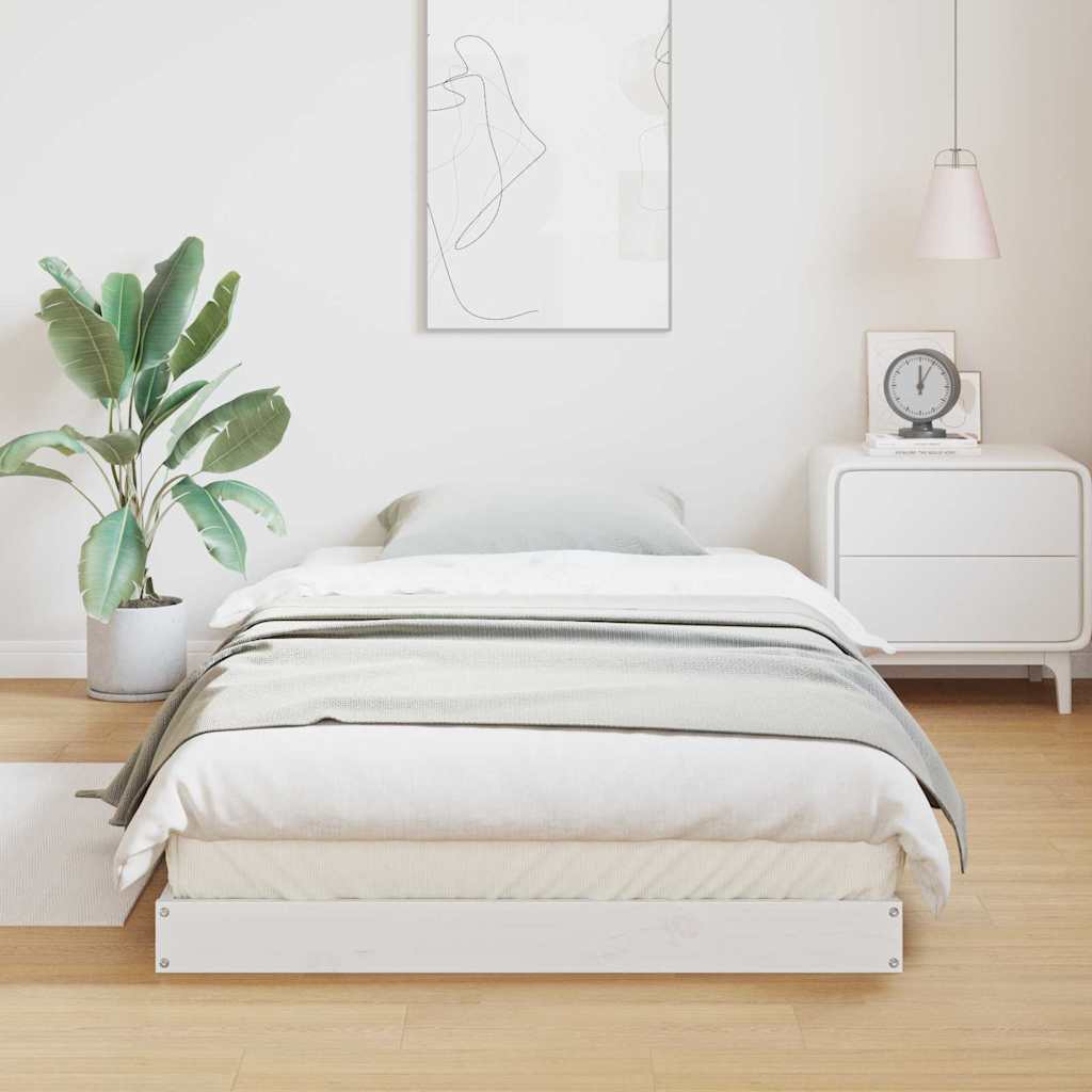 Rám Postele Bílá 90 X 210 Cm Masivní Borové Dřevo