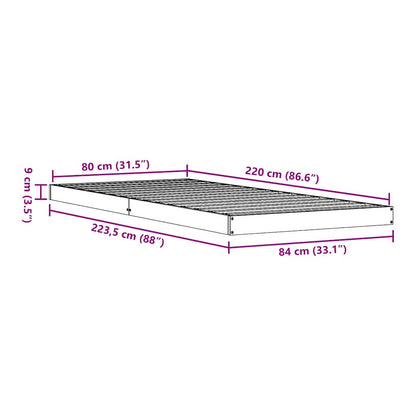 Rám Postele Bílá 80 X 220 Cm Masivní Borové Dřevo