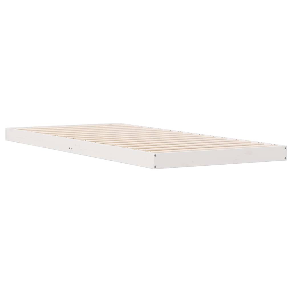 Rám Postele Bílá 90 X 220 Cm Masivní Borové Dřevo