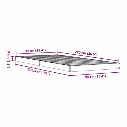 Rám Postele Bílá 90 X 220 Cm Masivní Borové Dřevo