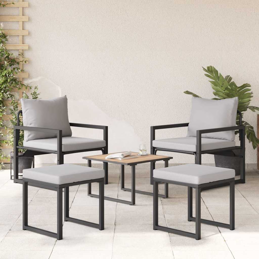 Zahradní Nábytek 4 Ks 2-Počet Míst Světle Šedá Polyester