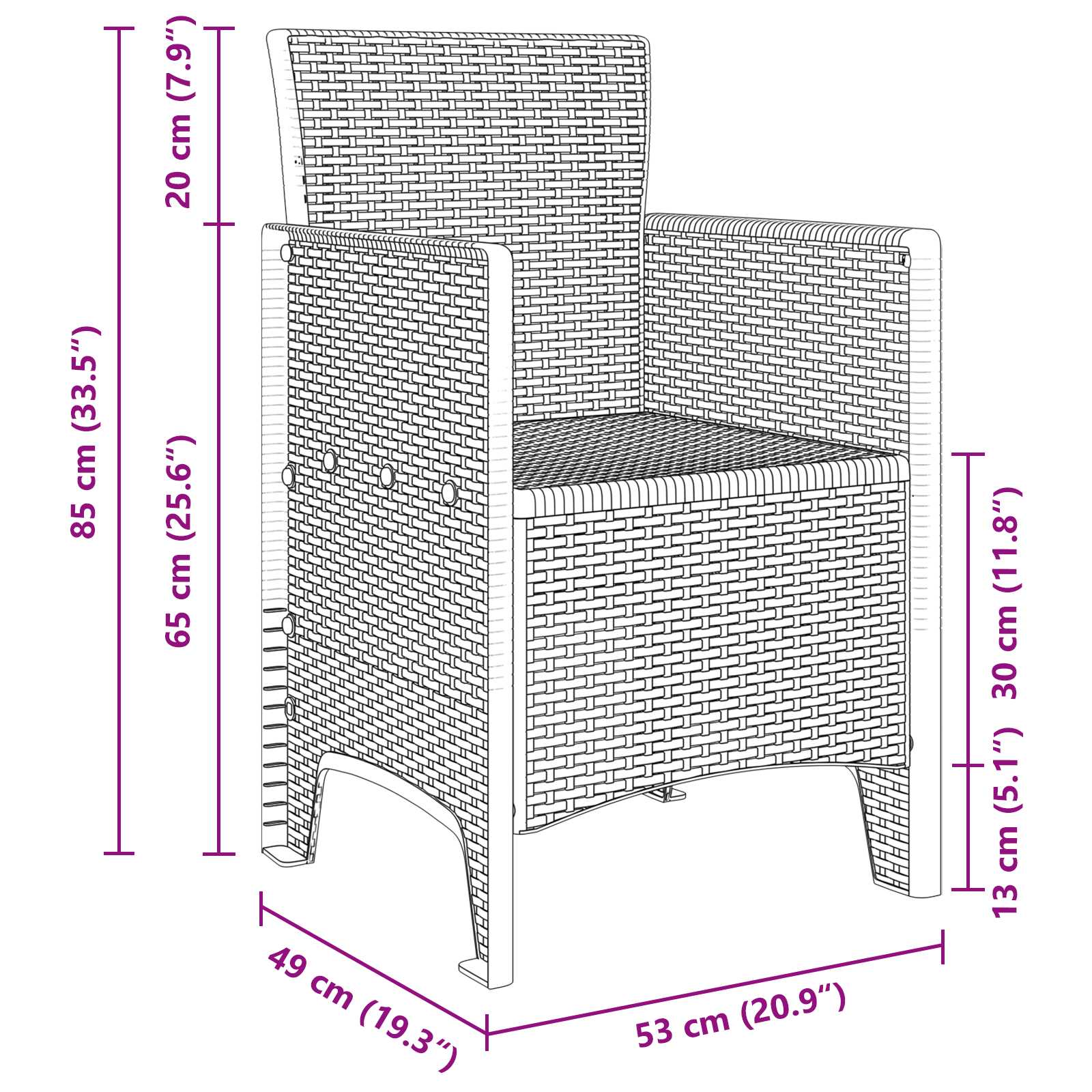 Zahradní Křeslo 2 Pcs Antracit 53 X 49 X 85 Cm Polypropylen