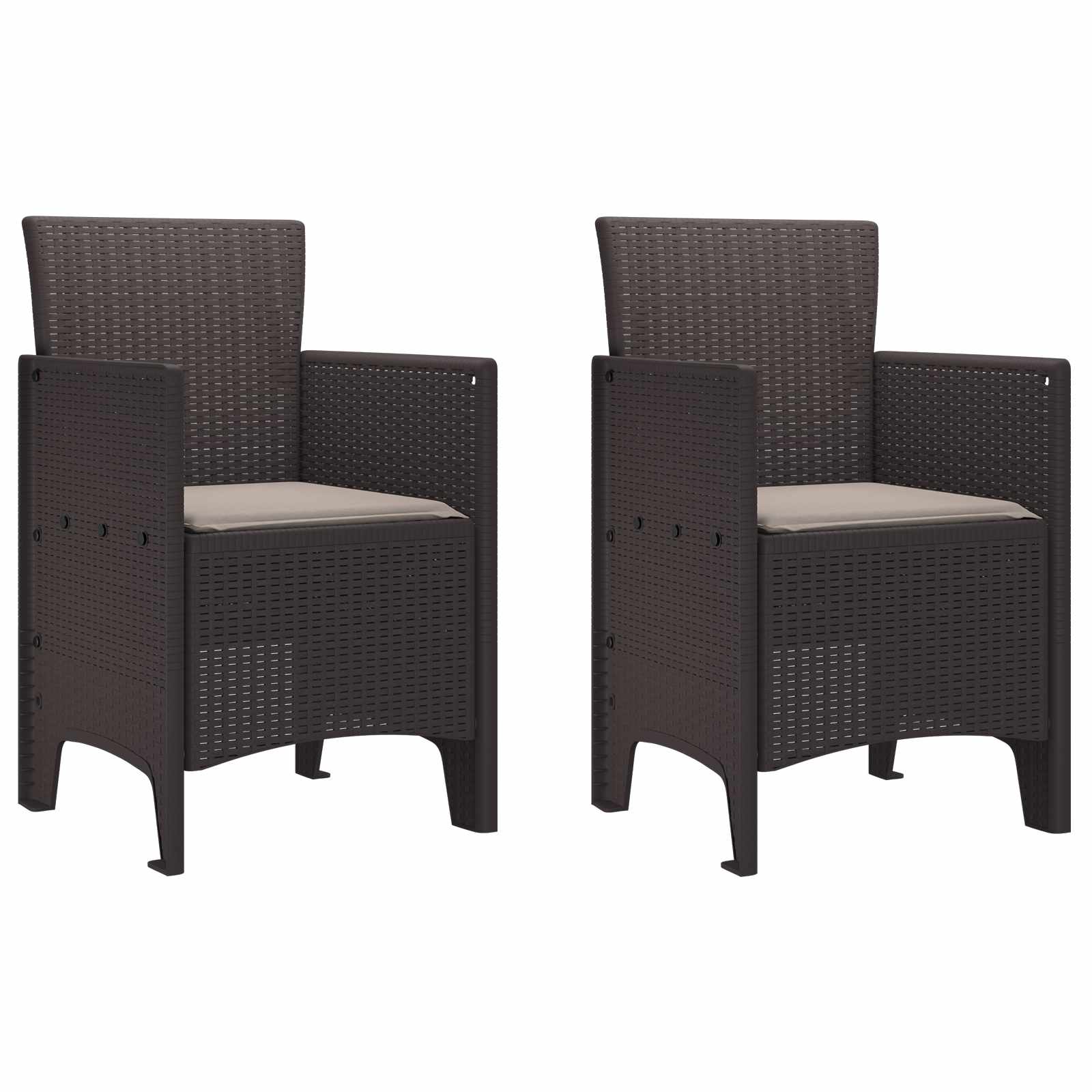 Zahradní Křeslo 2 Pcs Hnědá 53 X 49 X 85 Cm Polypropylen
