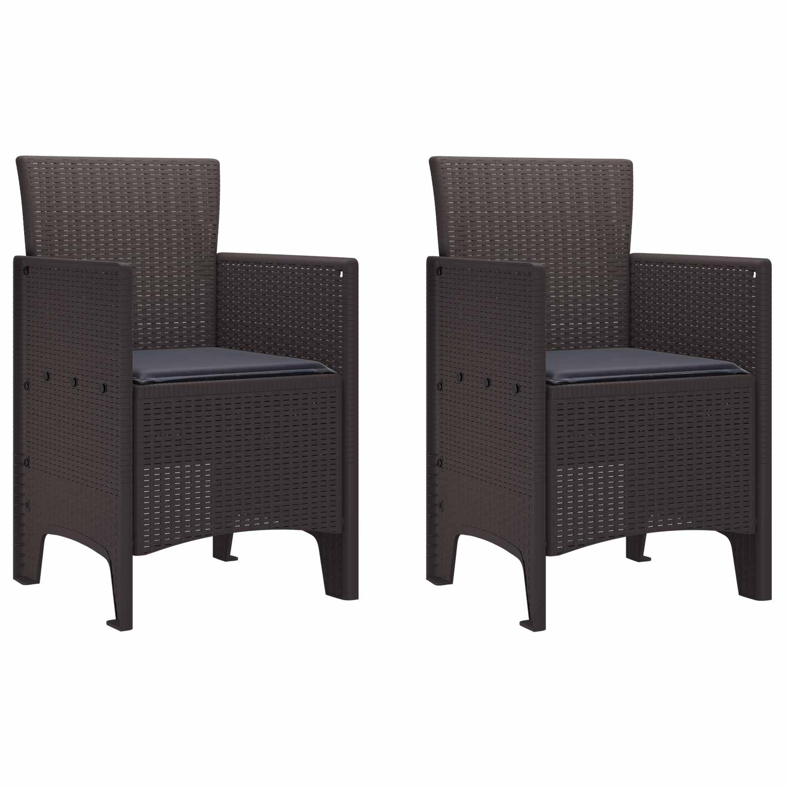 Zahradní Křeslo 2 Pcs Hnědá 53 X 49 X 85 Cm Polypropylen