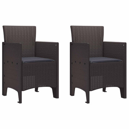 Zahradní Křeslo 2 Pcs Hnědá 53 X 49 X 85 Cm Polypropylen