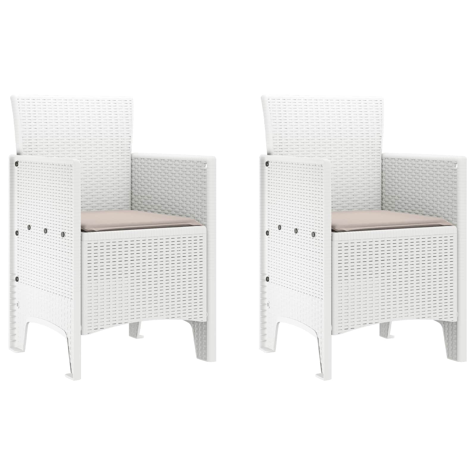Zahradní Křeslo 2 Pcs Bílá 53 X 49 X 85 Cm Polypropylen