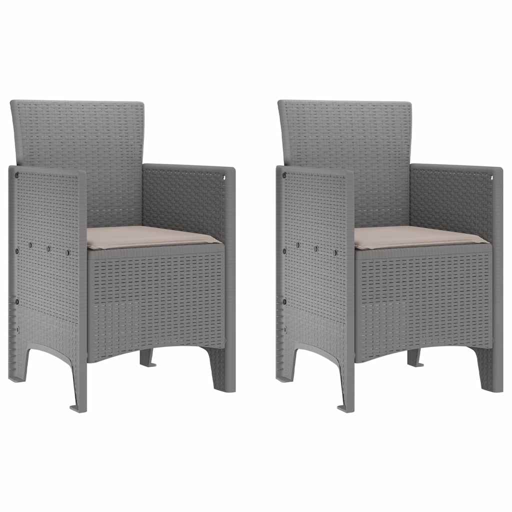 Zahradní Křeslo 2 Pcs Světle Šedá 53 X 49 X 85 Cm Polypropylen