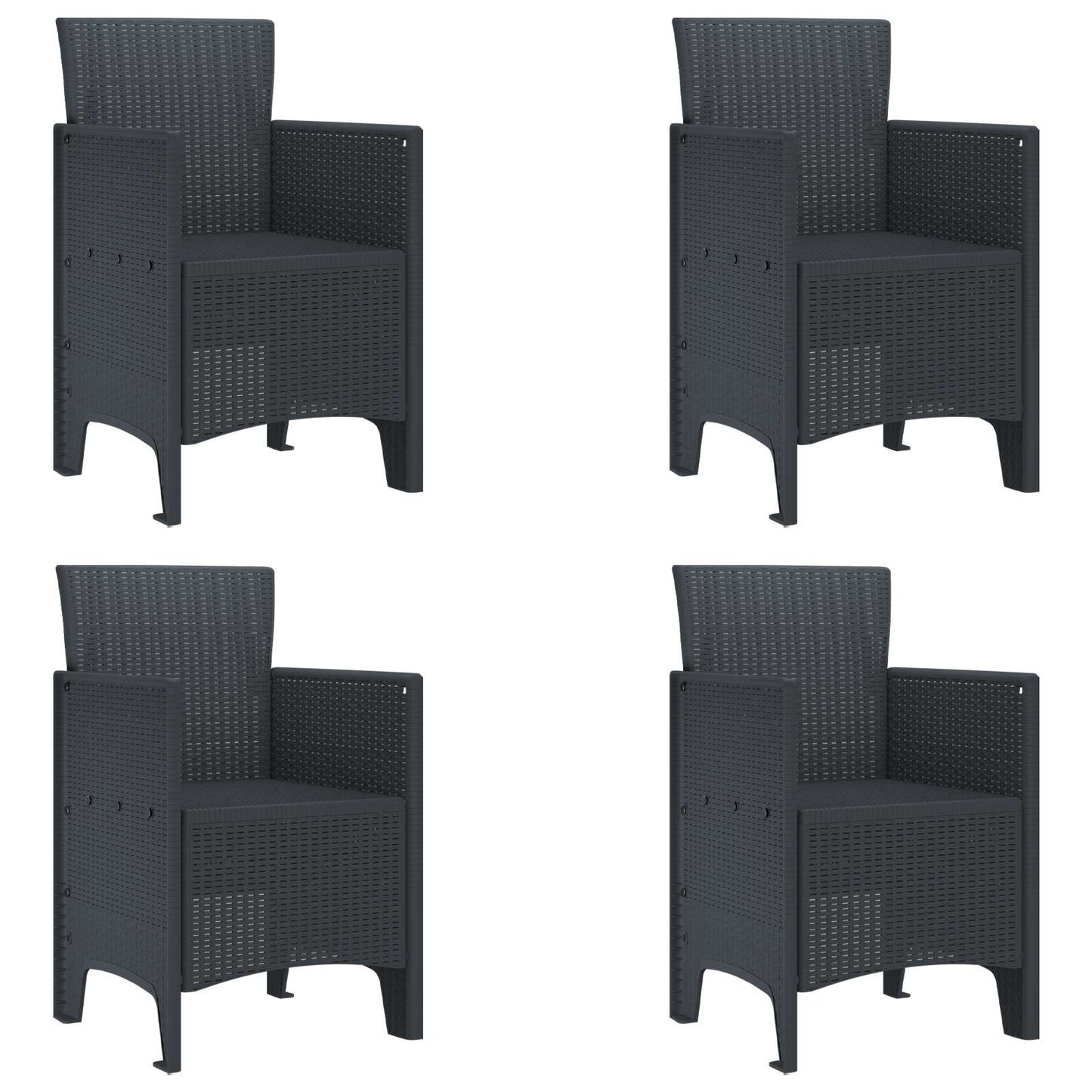 Zahradní Křeslo 4 Pcs Antracit 53 X 49 X 85 Cm Polypropylen