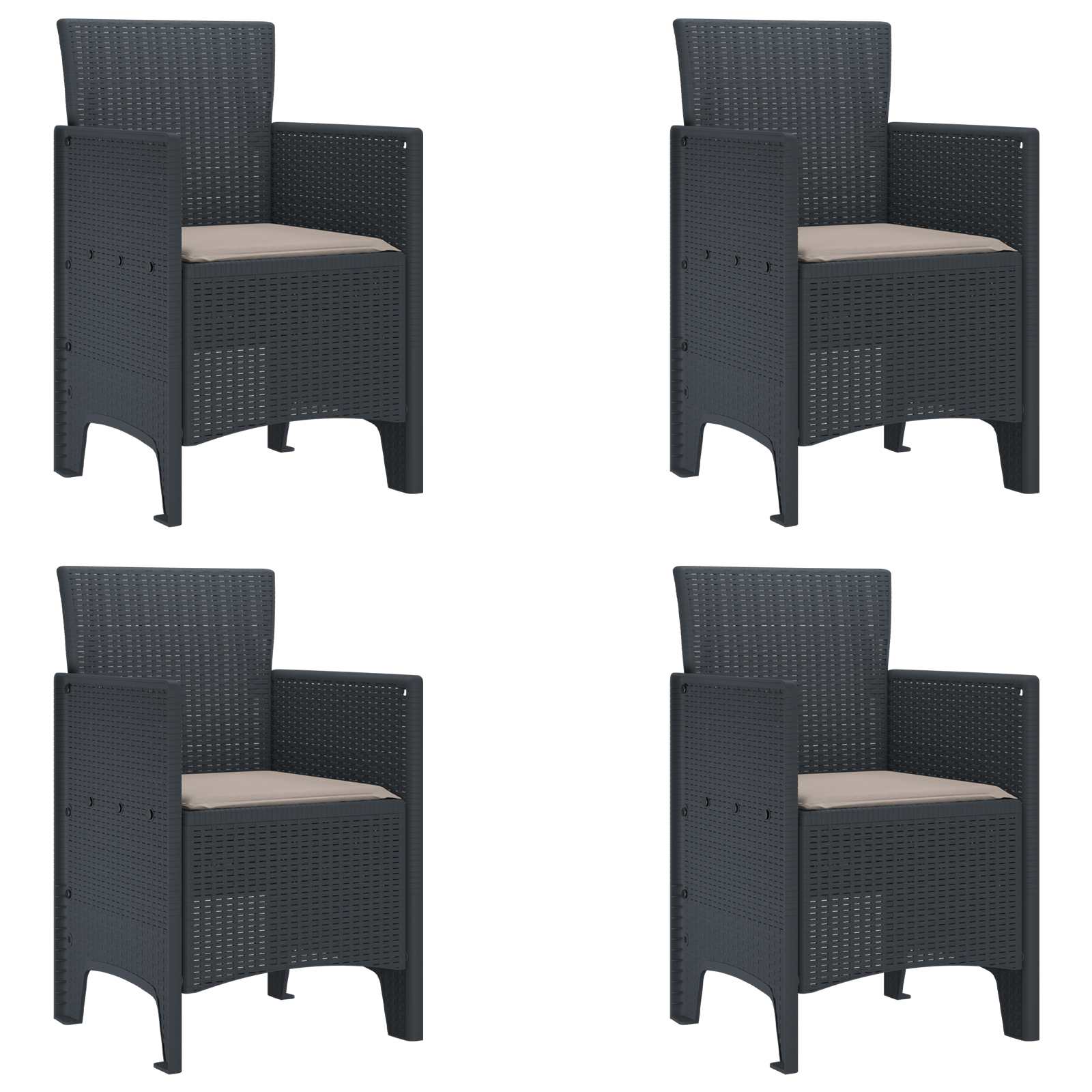 Zahradní Křeslo 4 Pcs Antracit 53 X 49 X 85 Cm Polypropylen