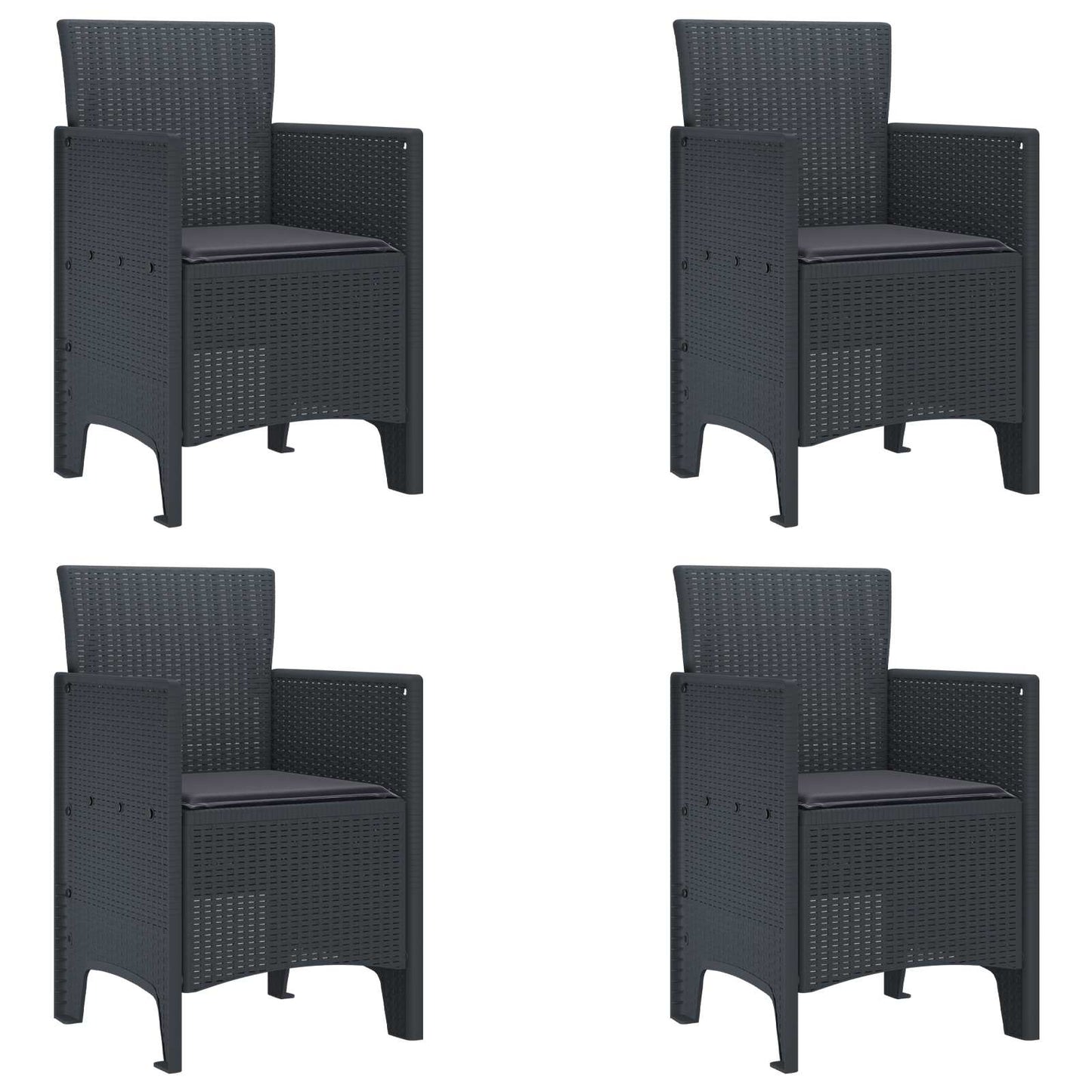 Zahradní Křeslo 4 Pcs Antracit 53 X 49 X 85 Cm Polypropylen