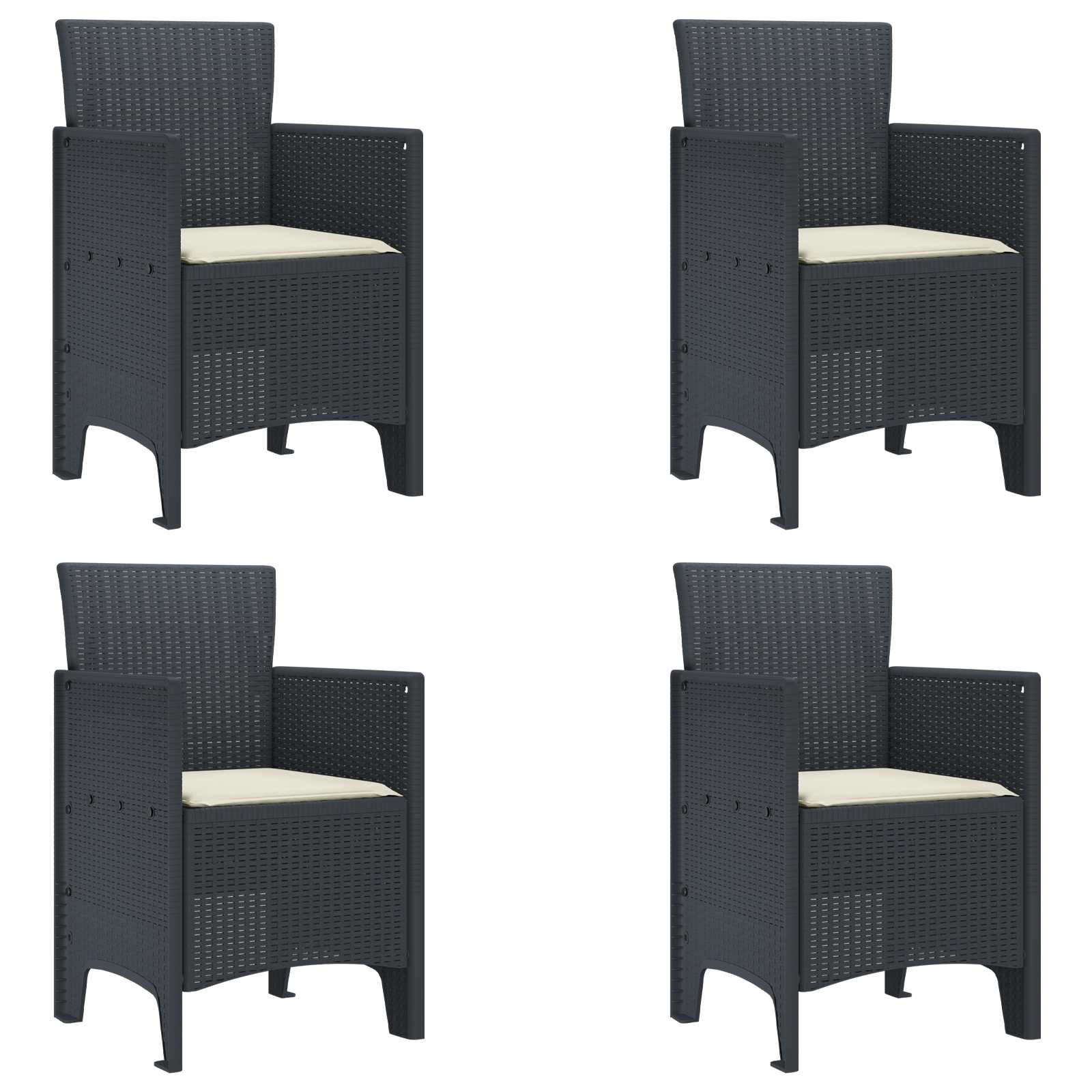 Zahradní Křeslo 4 Pcs Antracit 53 X 49 X 85 Cm Polypropylen