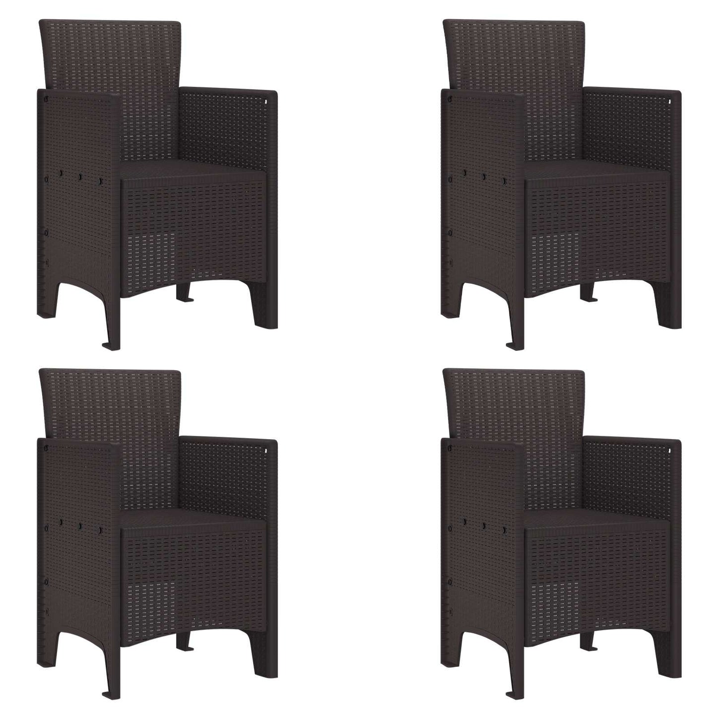 Zahradní Křeslo 4 Pcs Hnědá 53 X 49 X 85 Cm Polypropylen