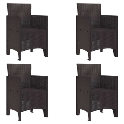 Zahradní Křeslo 4 Pcs Hnědá 53 X 49 X 85 Cm Polypropylen