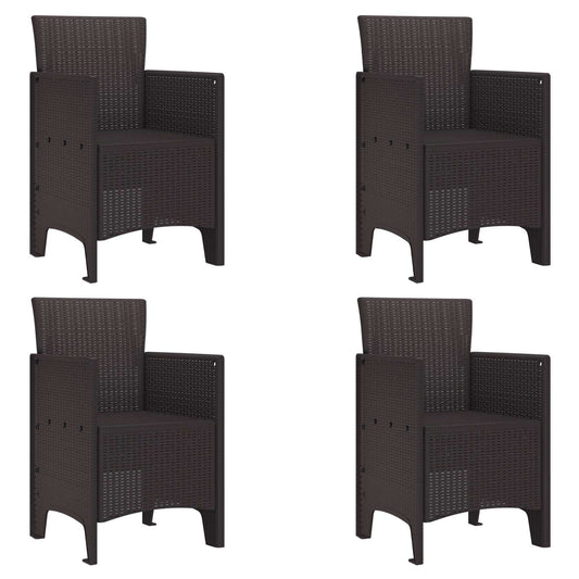 Zahradní Křeslo 4 Pcs Hnědá 53 X 49 X 85 Cm Polypropylen