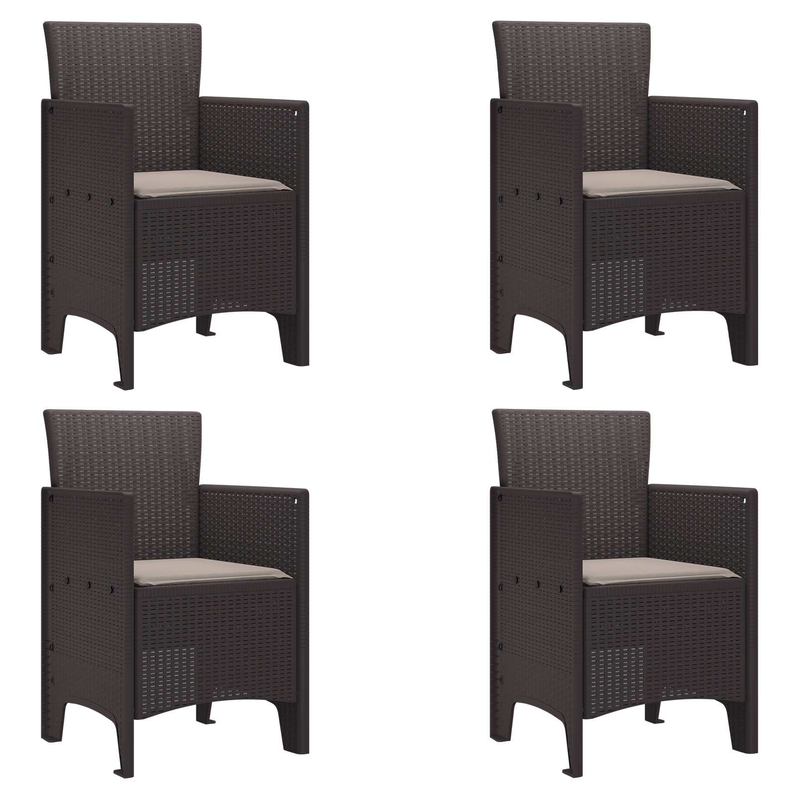 Zahradní Křeslo 4 Pcs Hnědá 53 X 49 X 85 Cm Polypropylen