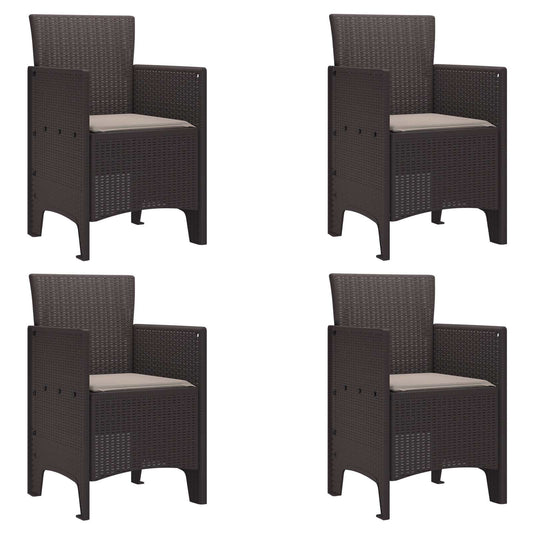 Zahradní Křeslo 4 Pcs Hnědá 53 X 49 X 85 Cm Polypropylen