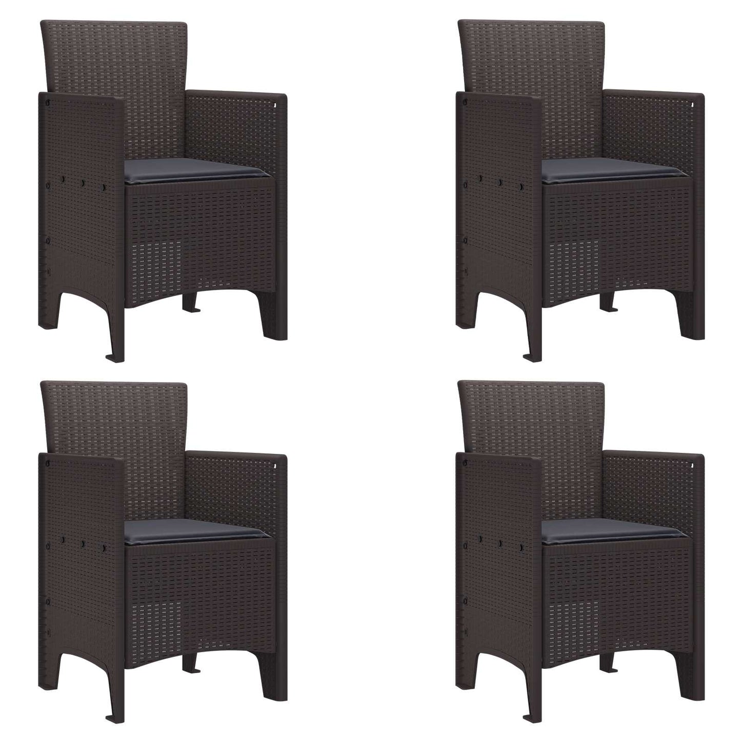 Zahradní Křeslo 4 Pcs Hnědá 53 X 49 X 85 Cm Polypropylen