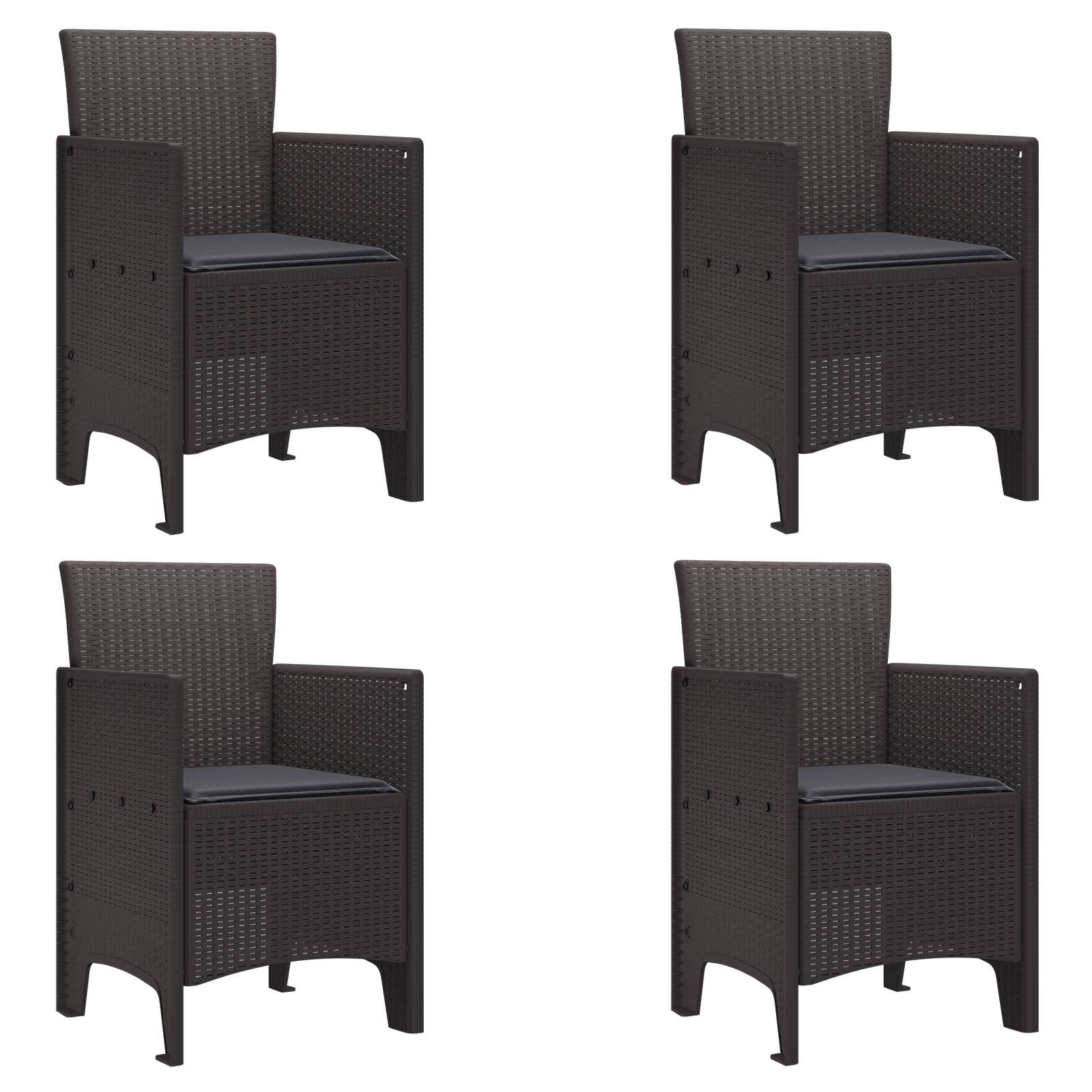 Zahradní Křeslo 4 Pcs Hnědá 53 X 49 X 85 Cm Polypropylen