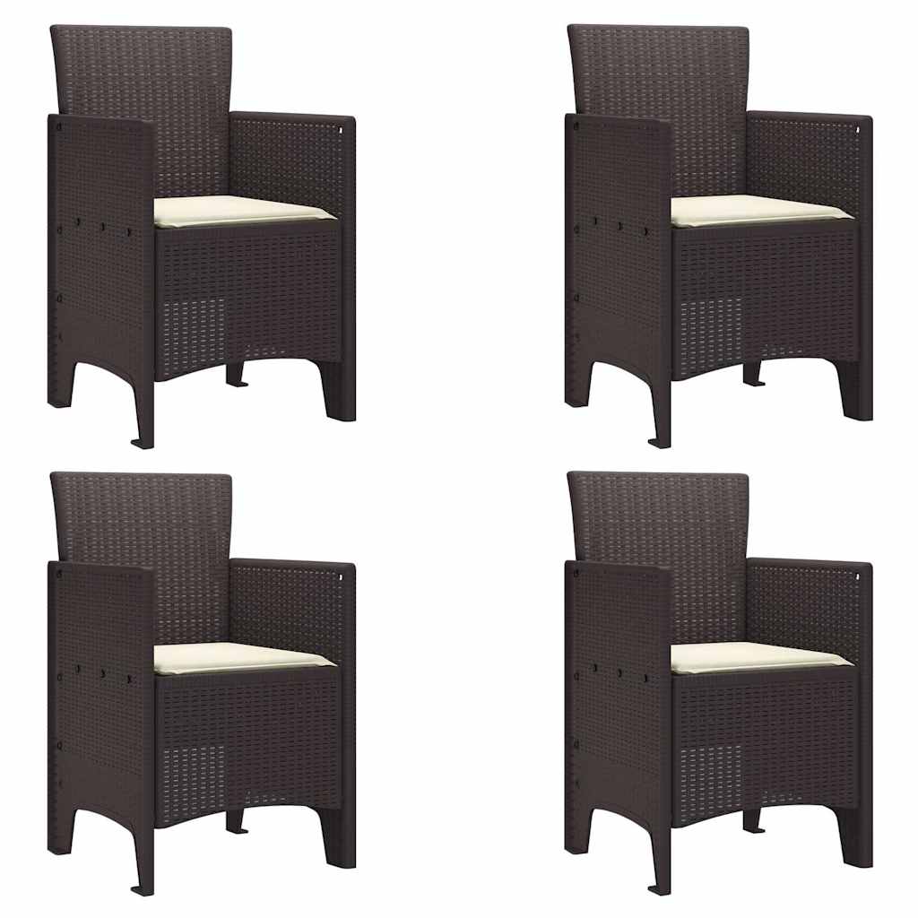 Zahradní Křeslo 4 Pcs Hnědá 53 X 49 X 85 Cm Polypropylen