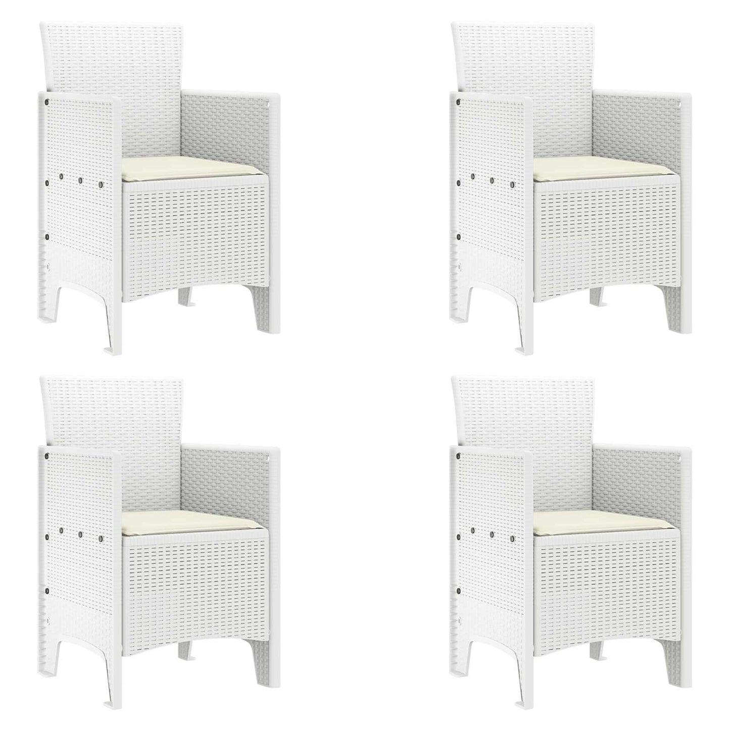 Zahradní Křeslo 4 Pcs Bílá 53 X 49 X 85 Cm Polypropylen