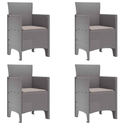 Zahradní Křeslo 4 Pcs Světle Šedá 53 X 49 X 85 Cm Polypropylen