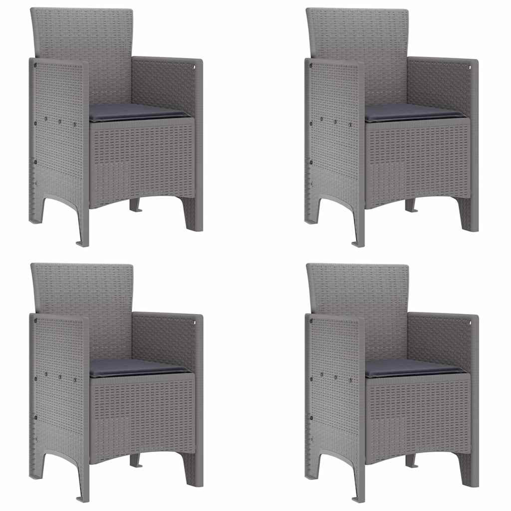 Zahradní Křeslo 4 Pcs Světle Šedá 53 X 49 X 85 Cm Polypropylen