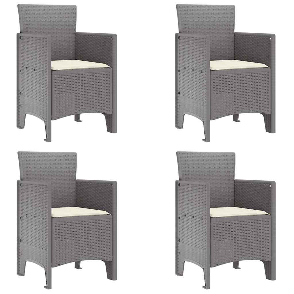 Zahradní Křeslo 4 Pcs Světle Šedá 53 X 49 X 85 Cm Polypropylen