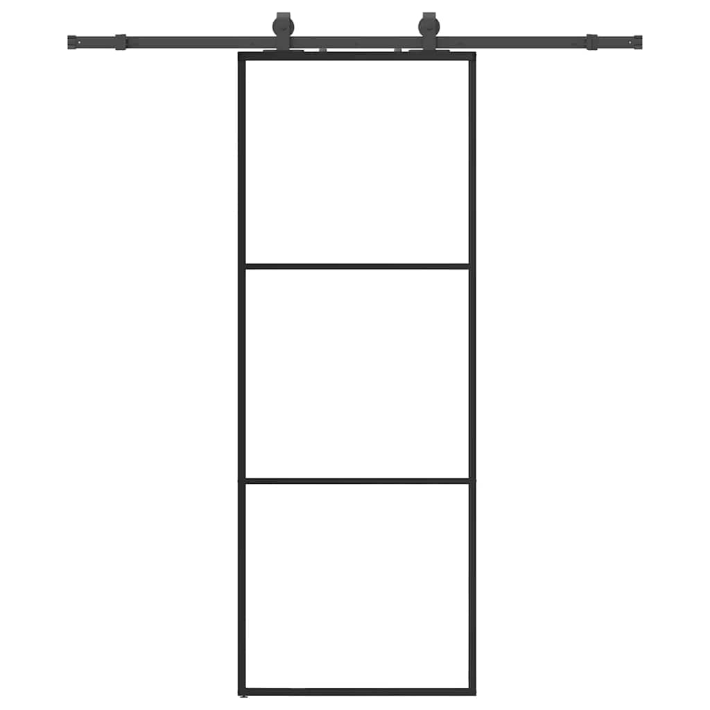 Posuvné Dveře Se Sadou Kování Černé 76X205 Cm Esg Glass