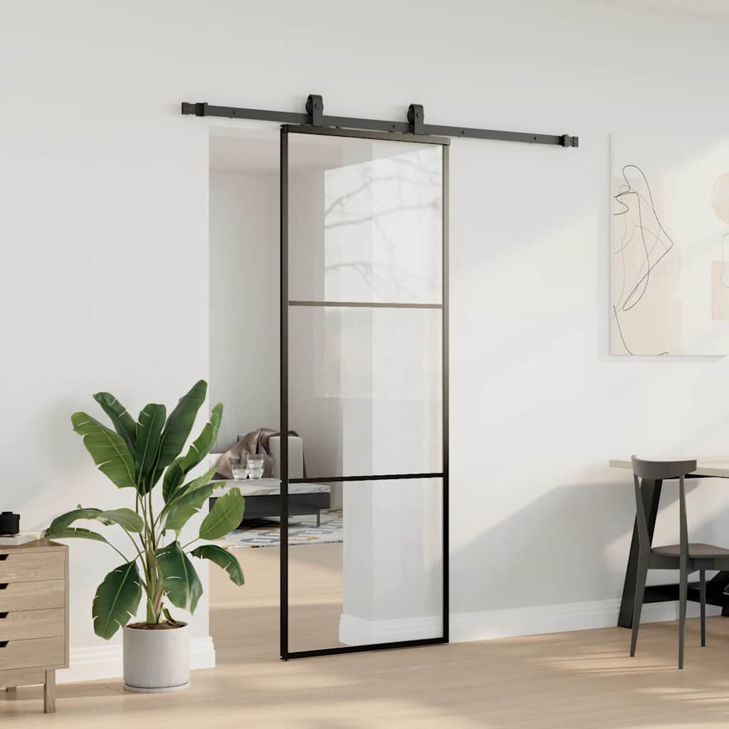 Posuvné Dveře Se Sadou Kování Černé 76X205 Cm Esg Glass