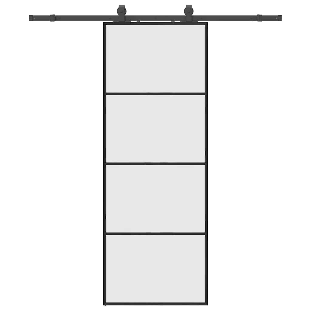 Posuvné Dveře Se Sadou Kování Černé 76X205 Cm Esg Glass Černá