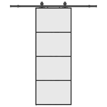 Posuvné Dveře Se Sadou Kování Černé 76X205 Cm Esg Glass Černá