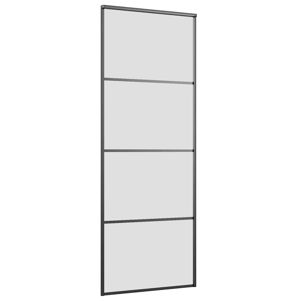 Posuvné Dveře Se Sadou Kování Černé 76X205 Cm Esg Glass Černá