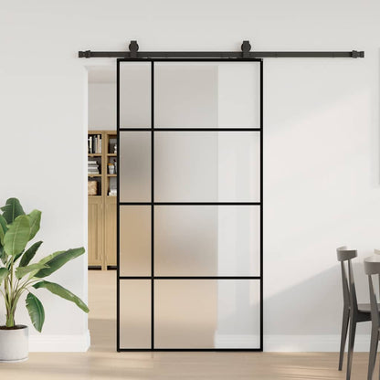 Posuvné Dveře Se Sadou Kování Černé 76X205 Cm Esg Glass Černá